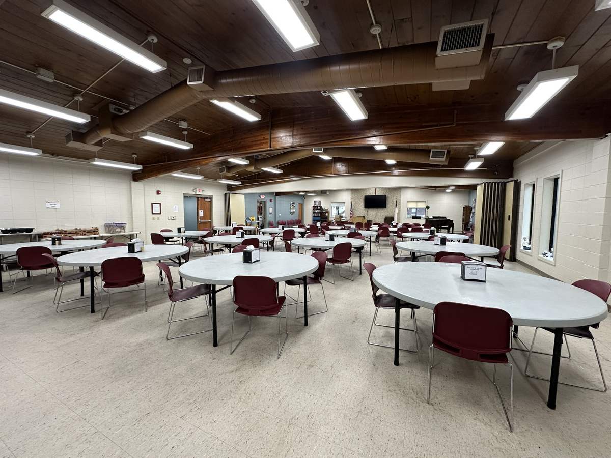 The Agape Dining Hall set for a meal