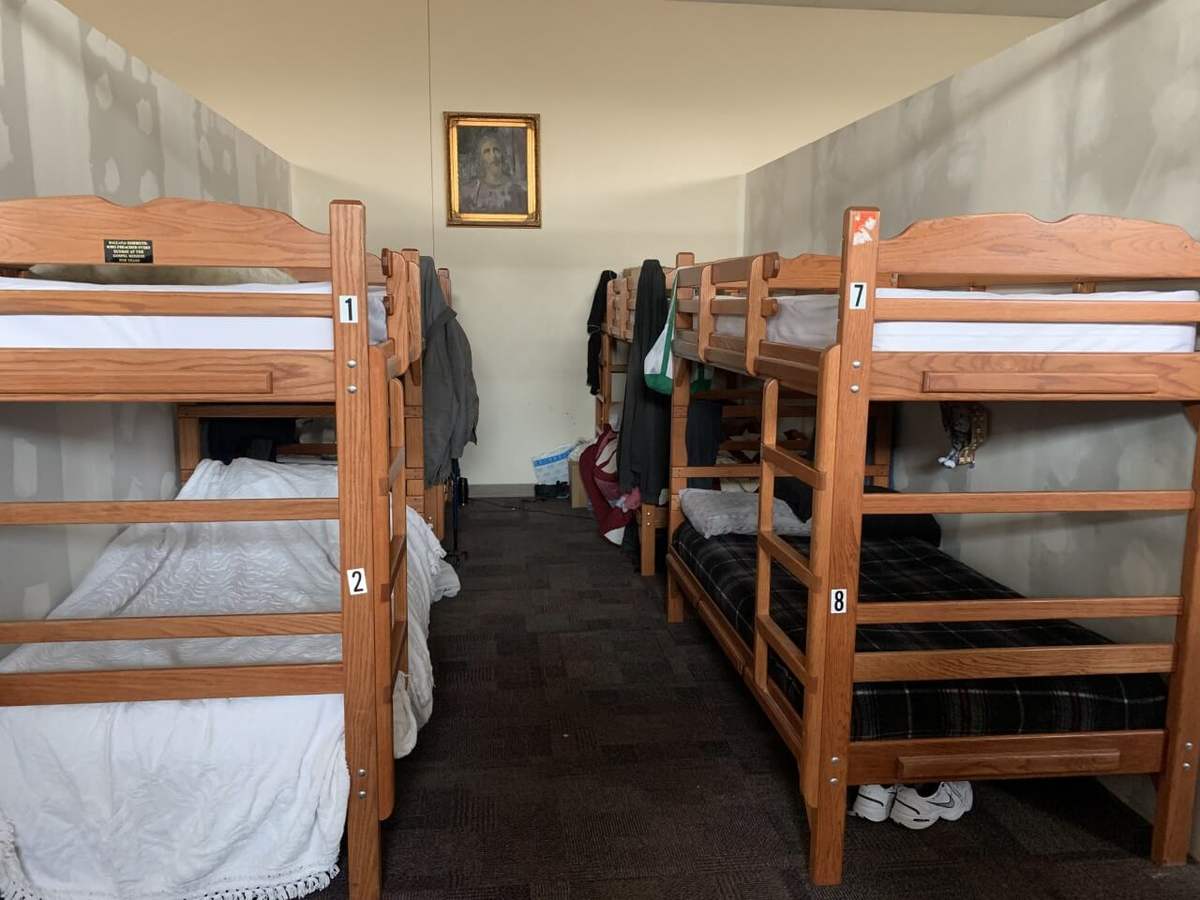 Made bunk beds in the men's shelter dorm